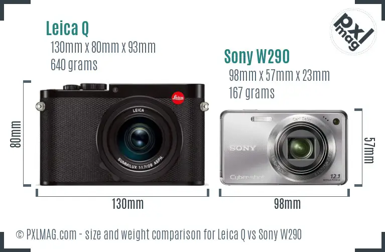 Leica Q vs Sony W290 size comparison