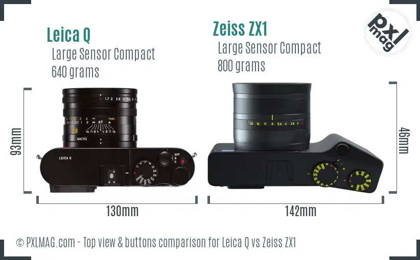 Leica Q vs Zeiss ZX1 top view buttons comparison