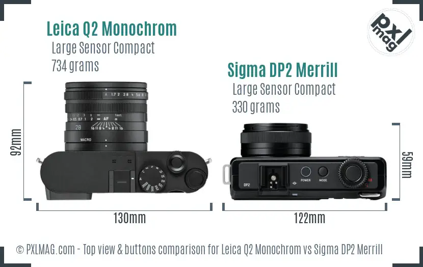 Leica Q2 Monochrom vs Sigma DP2 Merrill top view buttons comparison