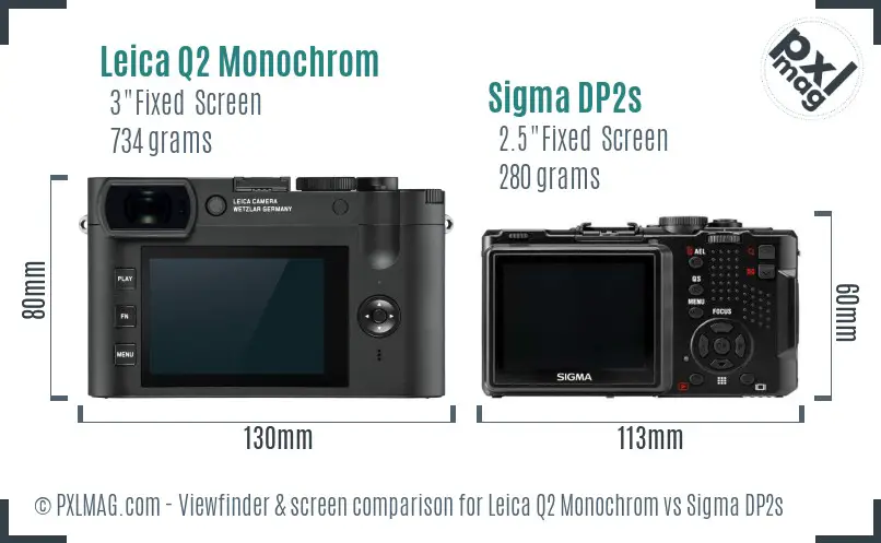 Leica Q2 Monochrom vs Sigma DP2s Screen and Viewfinder comparison