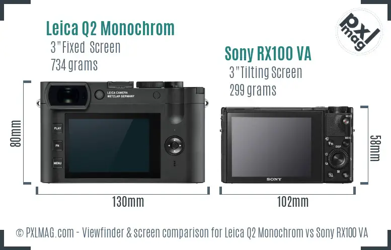Leica Q2 Monochrom vs Sony RX100 VA Screen and Viewfinder comparison