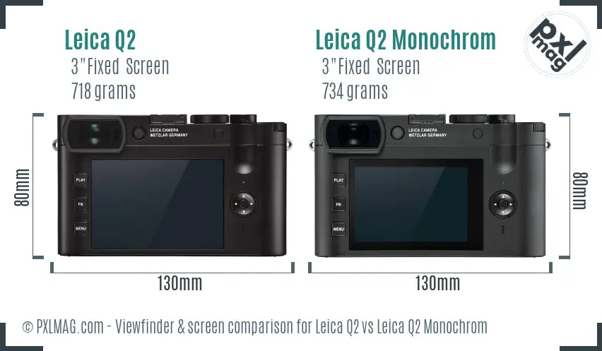 Leica Q2 vs Leica Q2 Monochrom Screen and Viewfinder comparison
