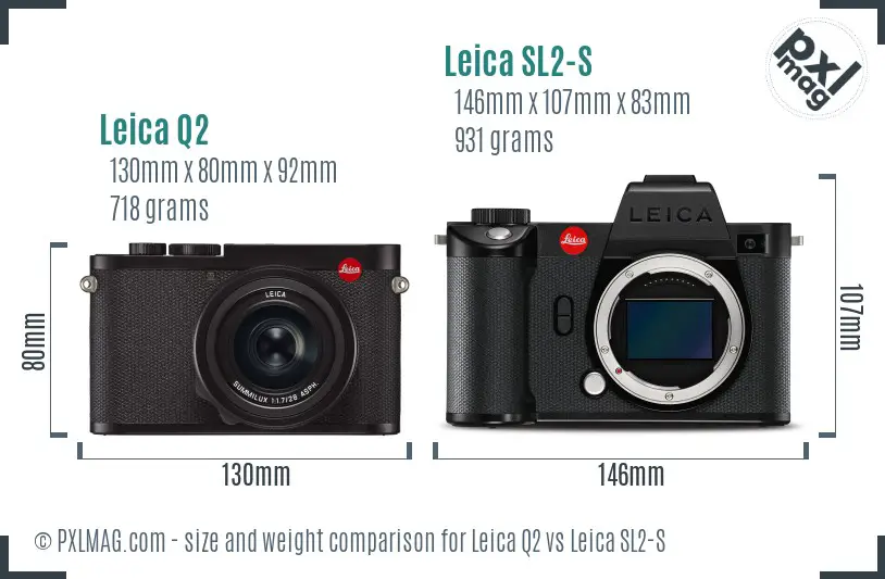 Leica Q2 vs Leica SL2-S size comparison