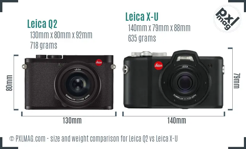 Leica Q2 vs Leica X-U size comparison