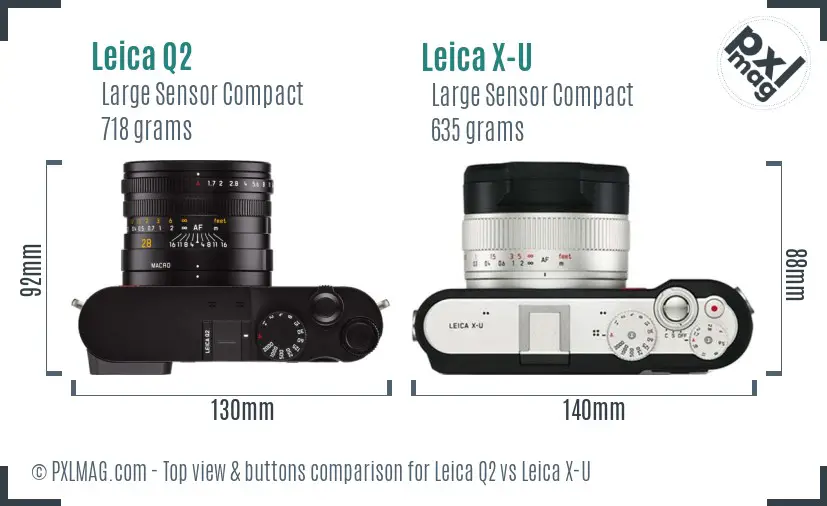 Leica Q2 vs Leica X-U top view buttons comparison
