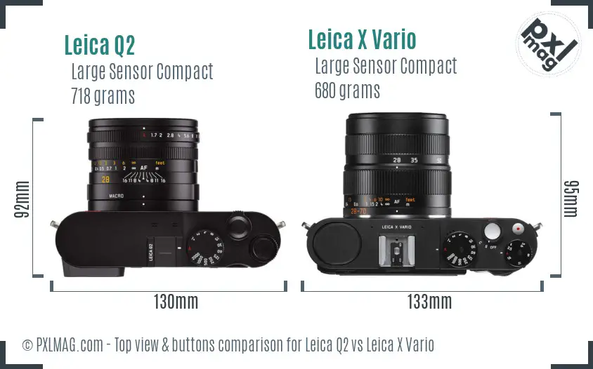 Leica Q2 vs Leica X Vario top view buttons comparison