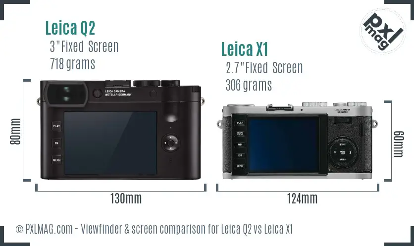 Leica Q2 vs Leica X1 Screen and Viewfinder comparison