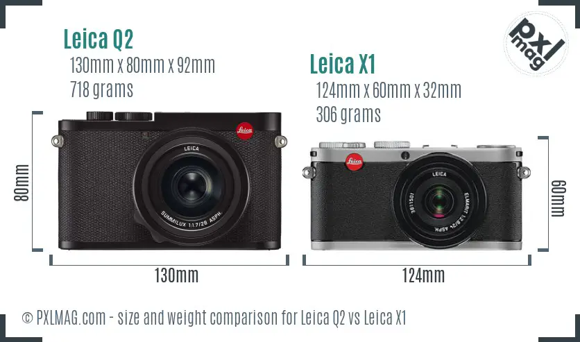Leica Q2 vs Leica X1 size comparison