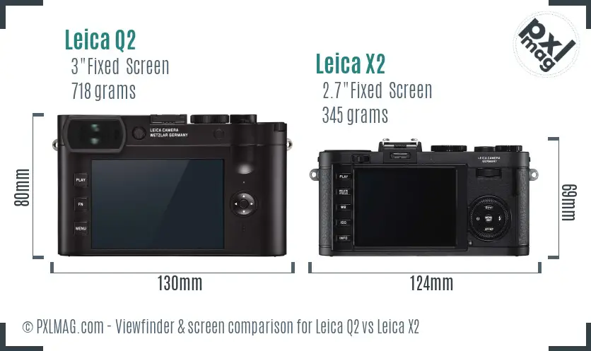 Leica Q2 vs Leica X2 Screen and Viewfinder comparison