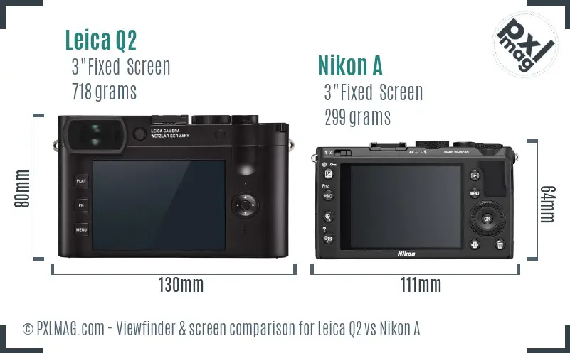 Leica Q2 vs Nikon A Screen and Viewfinder comparison