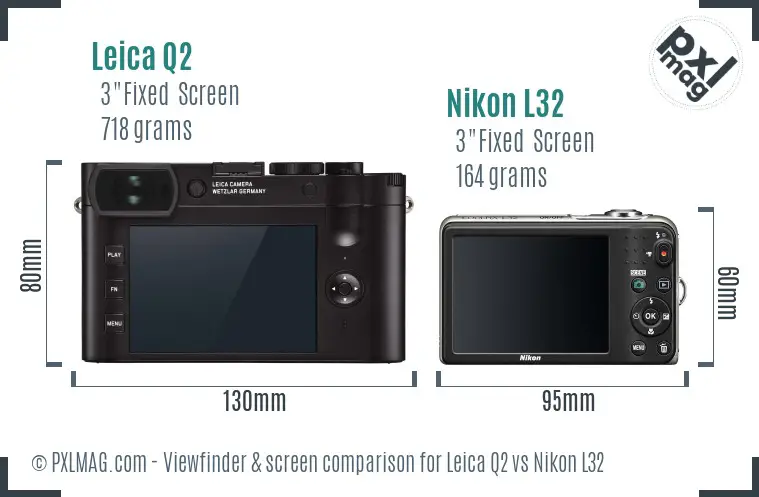 Leica Q2 vs Nikon L32 Screen and Viewfinder comparison