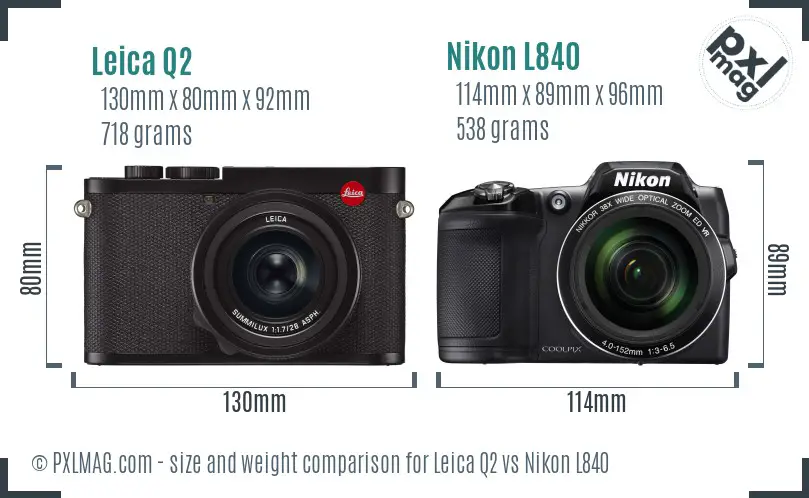 Leica Q2 vs Nikon L840 size comparison