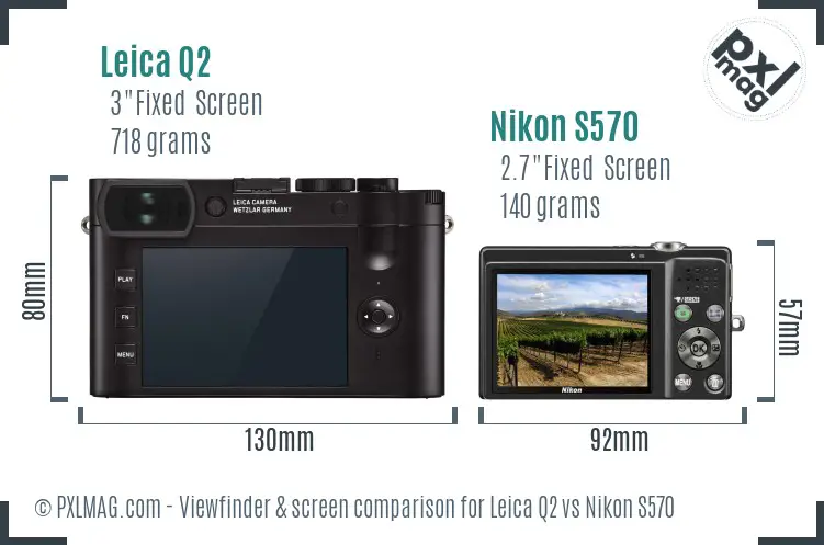 Leica Q2 vs Nikon S570 Screen and Viewfinder comparison