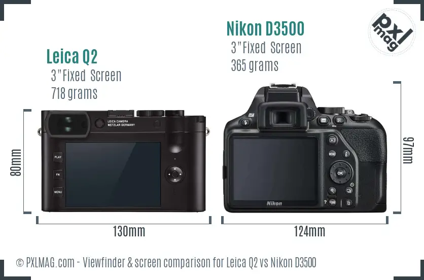Leica Q2 vs Nikon D3500 Screen and Viewfinder comparison