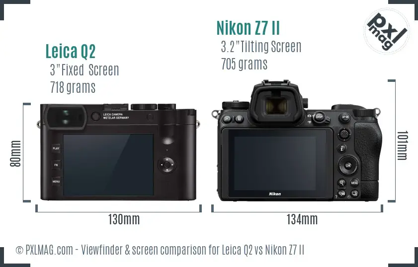 Leica Q2 vs Nikon Z7 II Screen and Viewfinder comparison