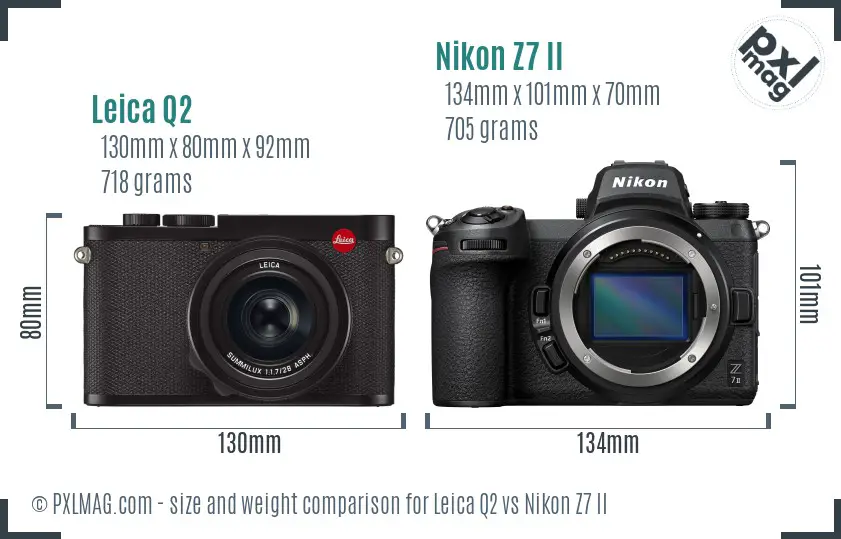 Leica Q2 vs Nikon Z7 II size comparison