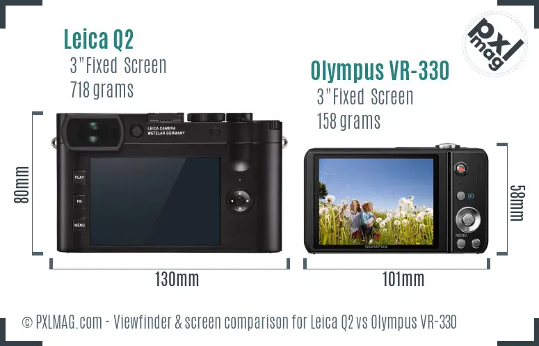Leica Q2 vs Olympus VR-330 Screen and Viewfinder comparison