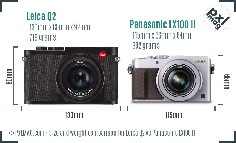 Leica Q2 vs Panasonic LX100 II size comparison