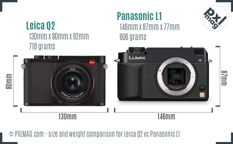 Leica Q2 vs Panasonic L1 size comparison