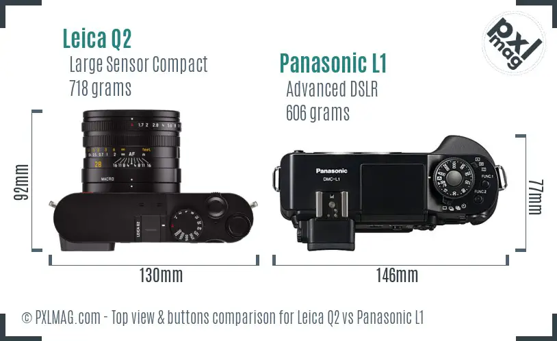 Leica Q2 vs Panasonic L1 top view buttons comparison