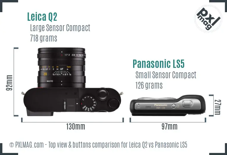 Leica Q2 vs Panasonic LS5 top view buttons comparison