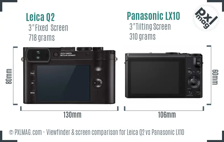 Leica Q2 vs Panasonic LX10 Screen and Viewfinder comparison