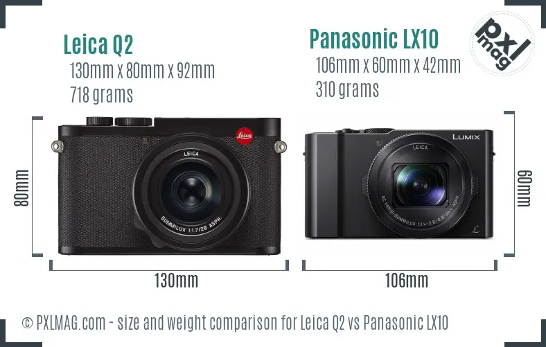 Leica Q2 vs Panasonic LX10 size comparison