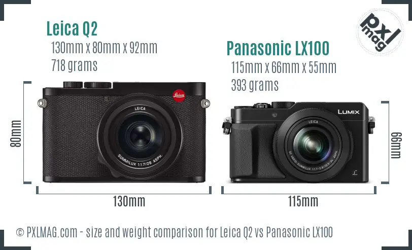 Leica Q2 vs Panasonic LX100 size comparison