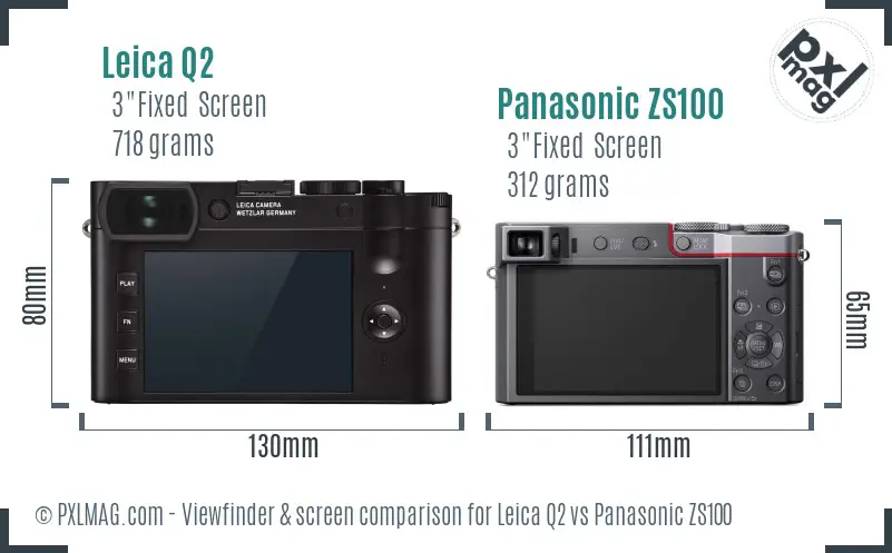 Leica Q2 vs Panasonic ZS100 Screen and Viewfinder comparison