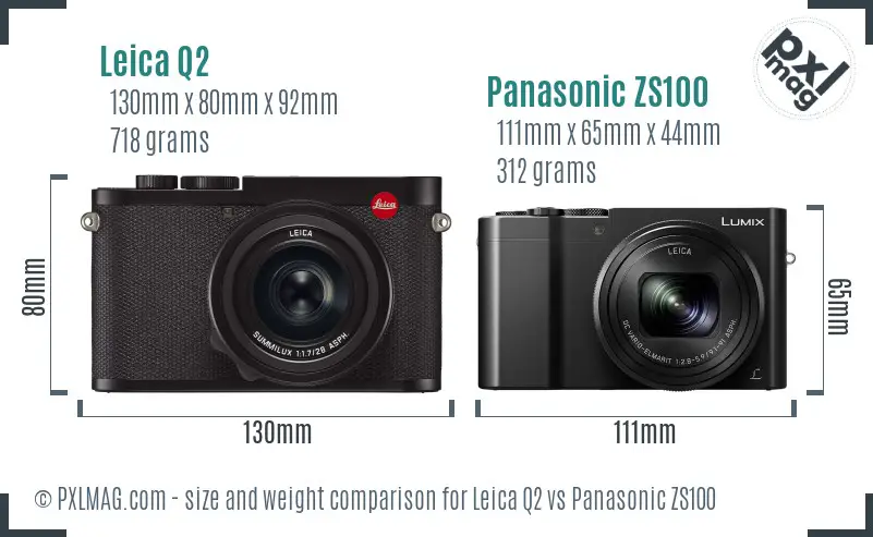 Leica Q2 vs Panasonic ZS100 size comparison