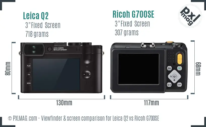 Leica Q2 vs Ricoh G700SE Screen and Viewfinder comparison