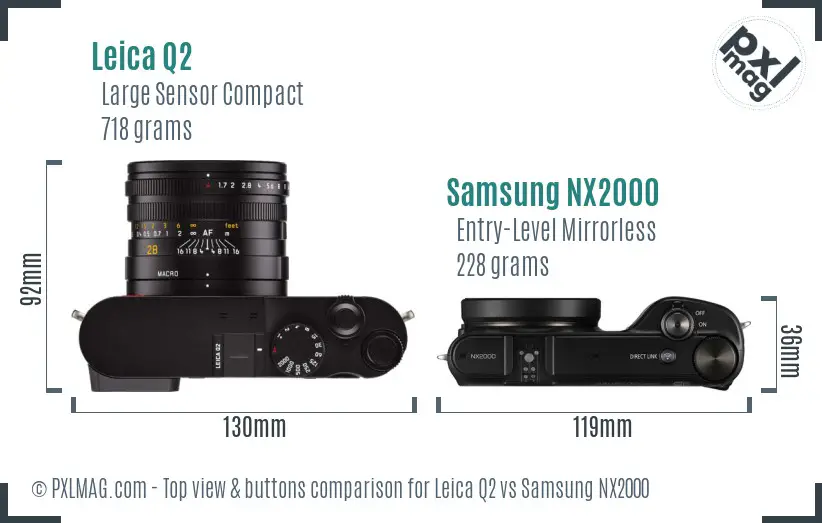 Leica Q2 vs Samsung NX2000 top view buttons comparison