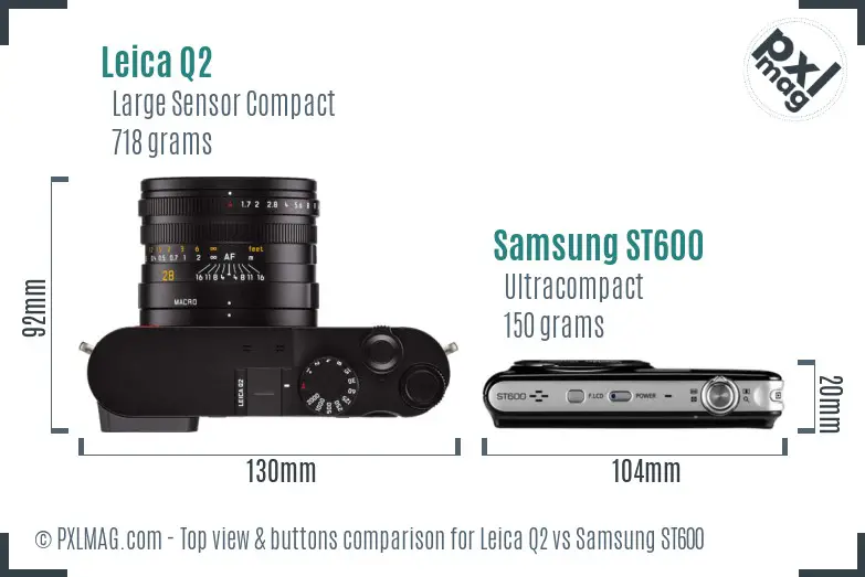 Leica Q2 vs Samsung ST600 top view buttons comparison