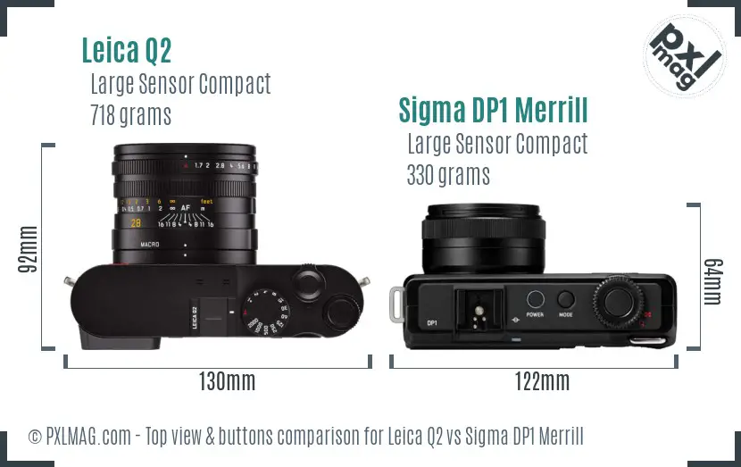 Leica Q2 vs Sigma DP1 Merrill top view buttons comparison