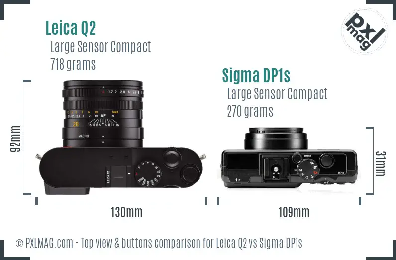 Leica Q2 vs Sigma DP1s top view buttons comparison