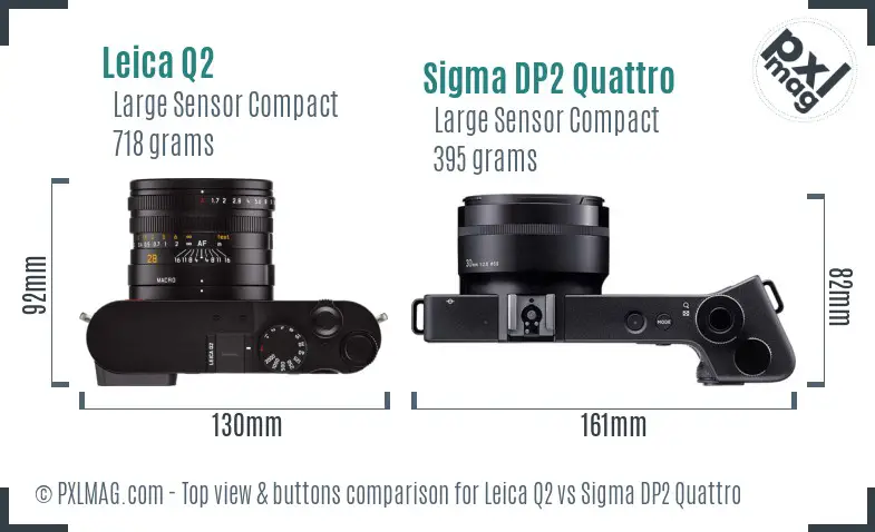 Leica Q2 vs Sigma DP2 Quattro top view buttons comparison