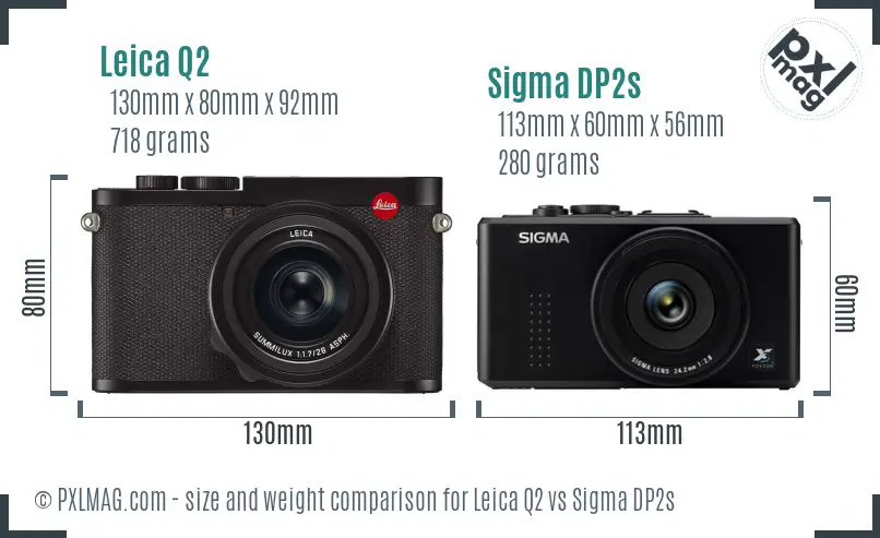 Leica Q2 vs Sigma DP2s size comparison