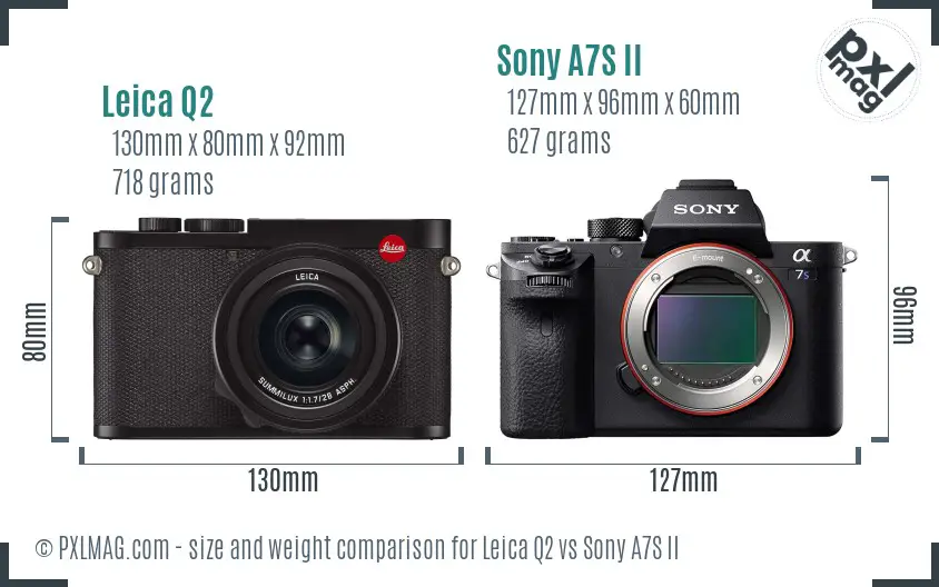 Leica Q2 vs Sony A7S II size comparison