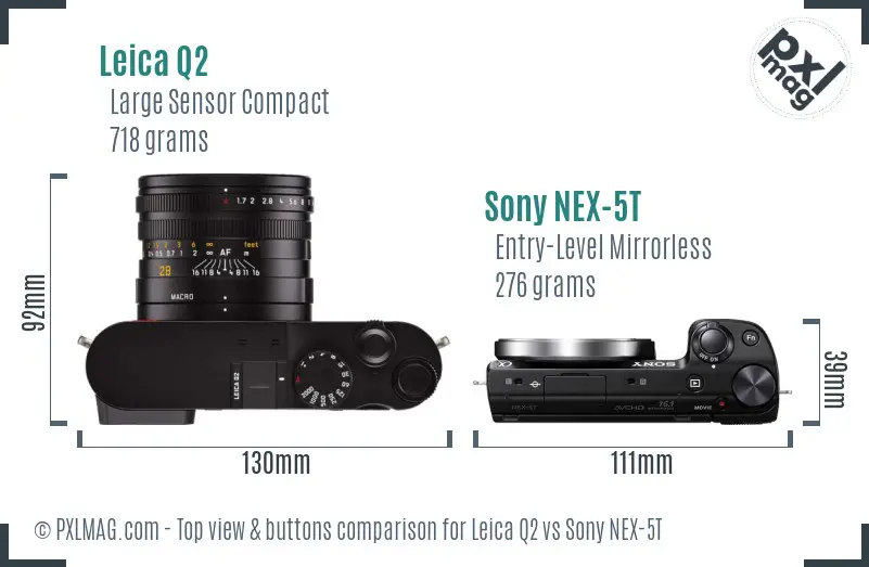 Leica Q2 vs Sony NEX-5T top view buttons comparison