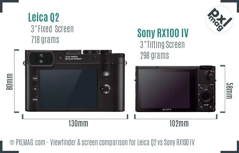 Leica Q2 vs Sony RX100 IV Screen and Viewfinder comparison