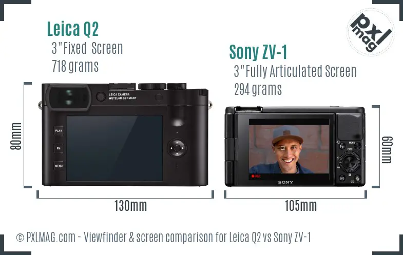 Leica Q2 vs Sony ZV-1 Screen and Viewfinder comparison