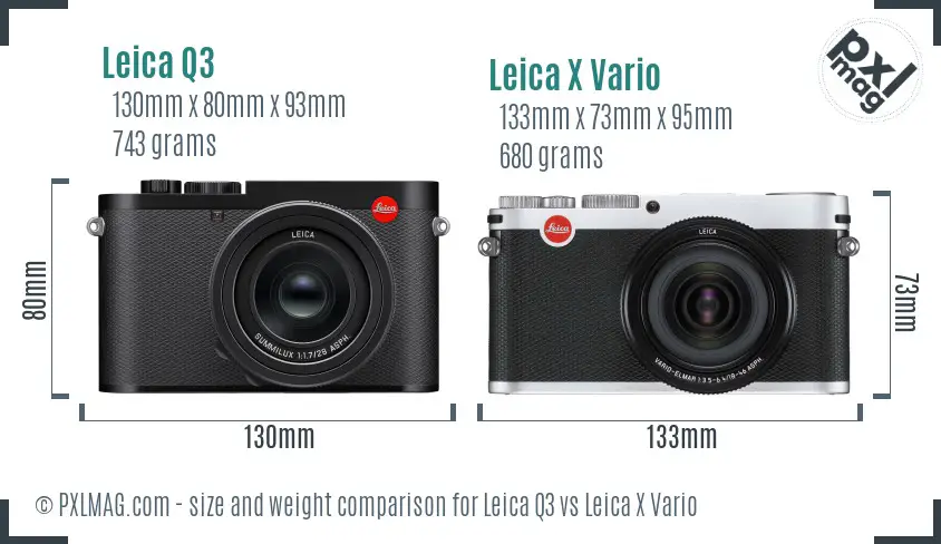 Leica Q3 vs Leica X Vario size comparison