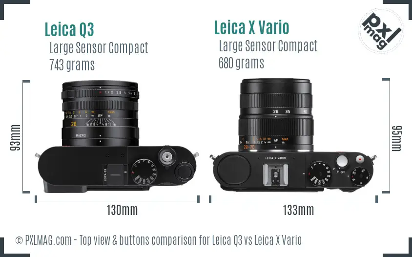 Leica Q3 vs Leica X Vario top view buttons comparison