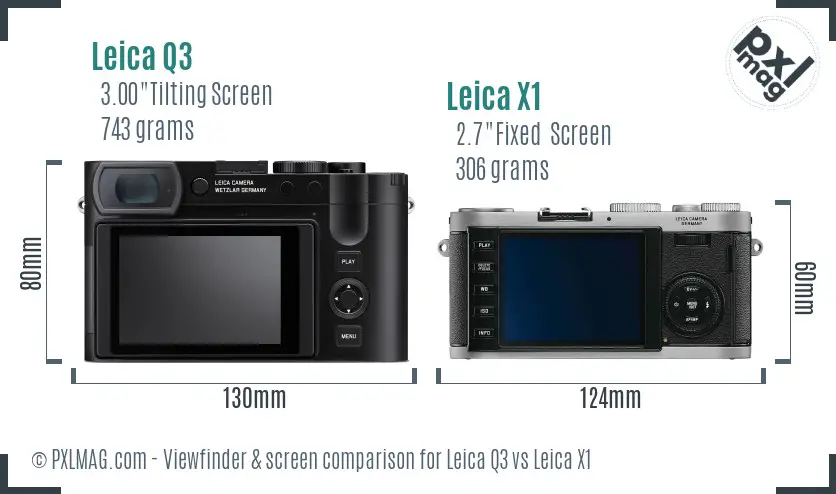 Leica Q3 vs Leica X1 Screen and Viewfinder comparison