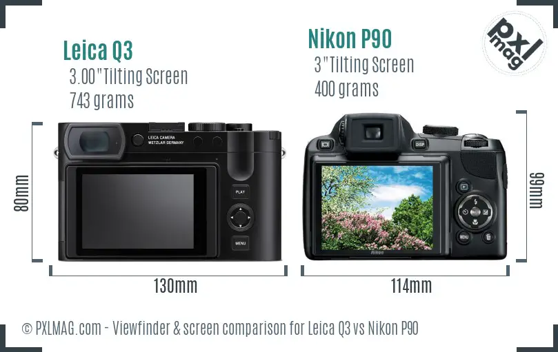 Leica Q3 vs Nikon P90 Screen and Viewfinder comparison Leica Q3 vs Nikon P90 Screen and Viewfinder comparison