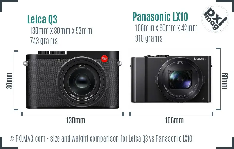 Leica Q3 vs Panasonic LX10 size comparison