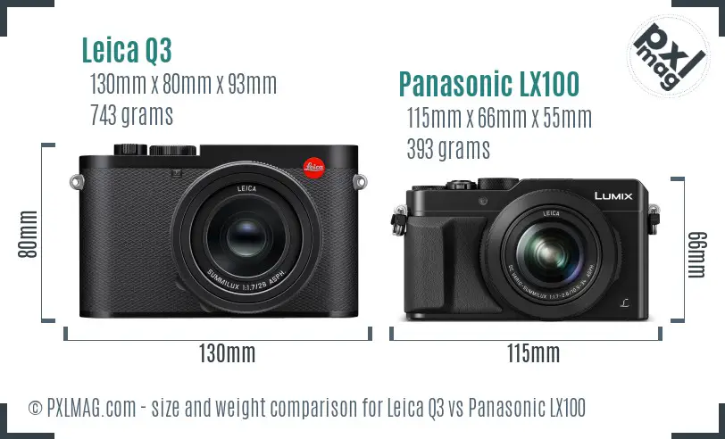 Leica Q3 vs Panasonic LX100 size comparison