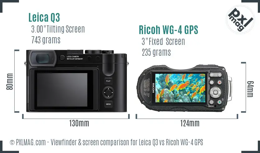 Leica Q3 vs Ricoh WG-4 GPS Screen and Viewfinder comparison Leica Q3 vs Ricoh WG-4 GPS Screen and Viewfinder comparison