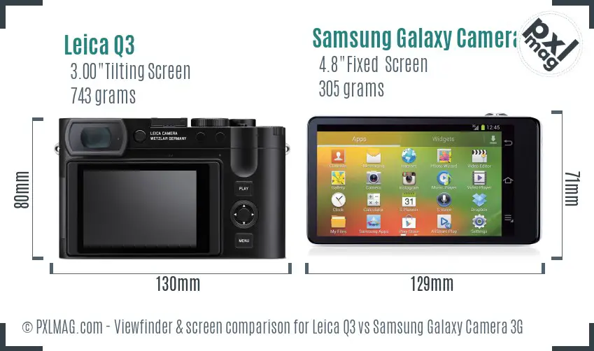 Leica Q3 vs Samsung Galaxy Camera 3G Screen and Viewfinder comparison