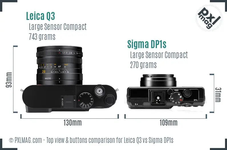 Leica Q3 vs Sigma DP1s top view buttons comparison